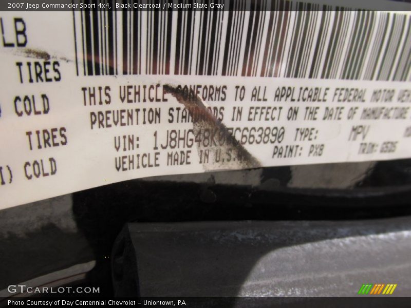 Black Clearcoat / Medium Slate Gray 2007 Jeep Commander Sport 4x4