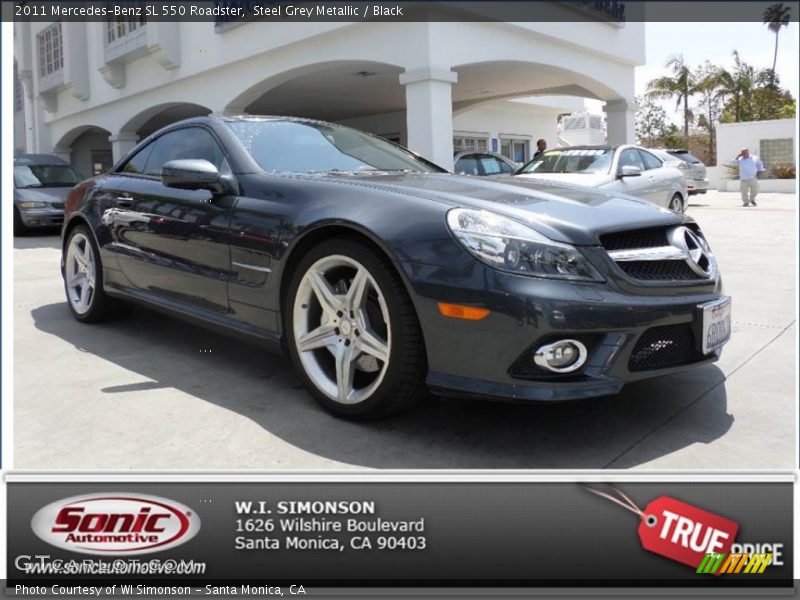 Steel Grey Metallic / Black 2011 Mercedes-Benz SL 550 Roadster