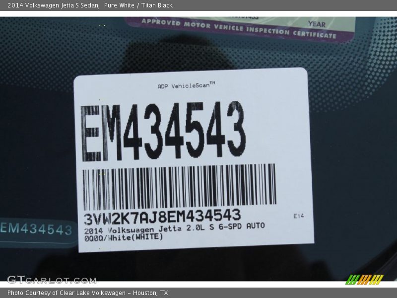 Pure White / Titan Black 2014 Volkswagen Jetta S Sedan