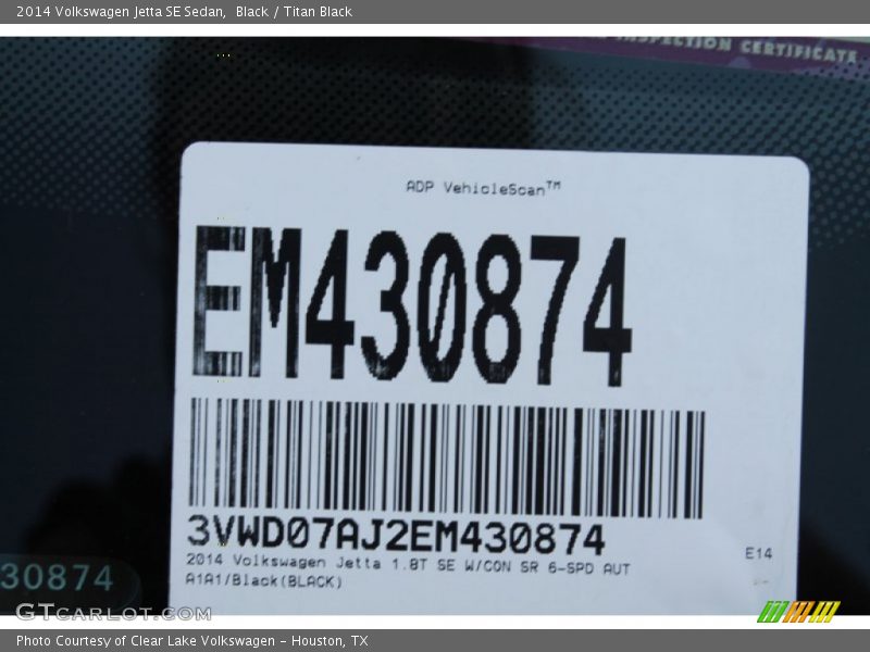 Black / Titan Black 2014 Volkswagen Jetta SE Sedan