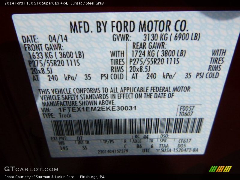 Sunset / Steel Grey 2014 Ford F150 STX SuperCab 4x4