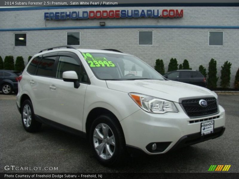 Satin White Pearl / Platinum 2014 Subaru Forester 2.5i Premium