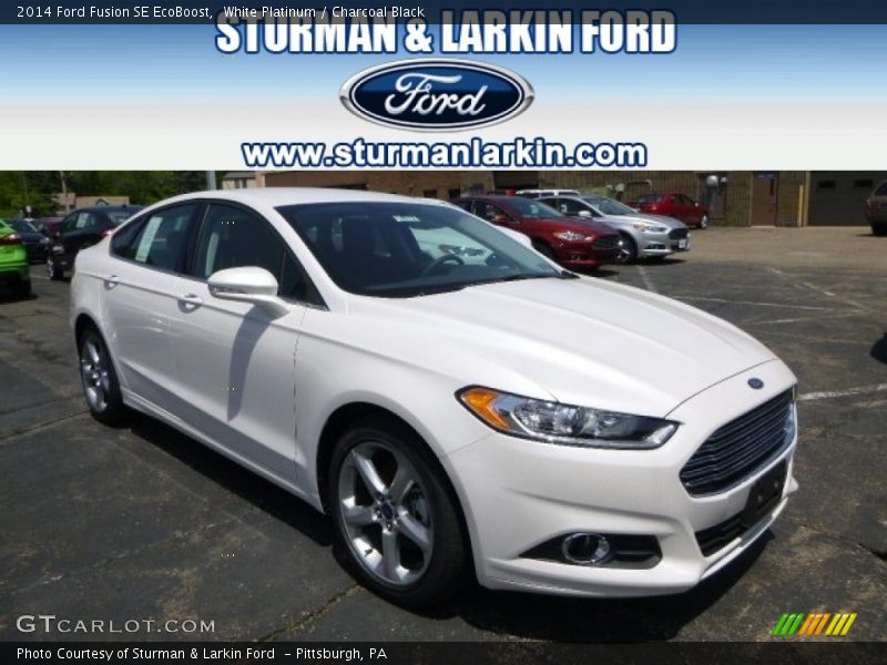 White Platinum / Charcoal Black 2014 Ford Fusion SE EcoBoost
