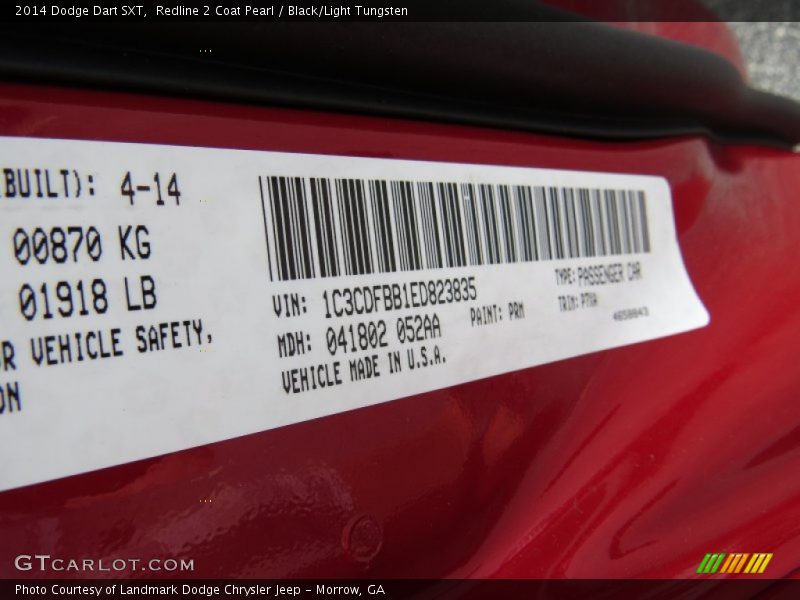 Redline 2 Coat Pearl / Black/Light Tungsten 2014 Dodge Dart SXT