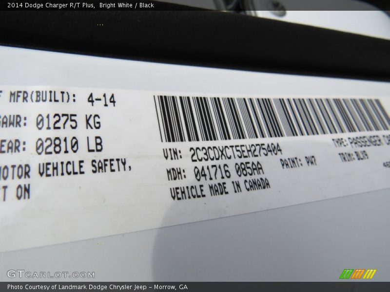 Bright White / Black 2014 Dodge Charger R/T Plus