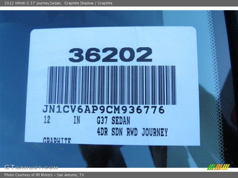 Graphite Shadow / Graphite 2012 Infiniti G 37 Journey Sedan