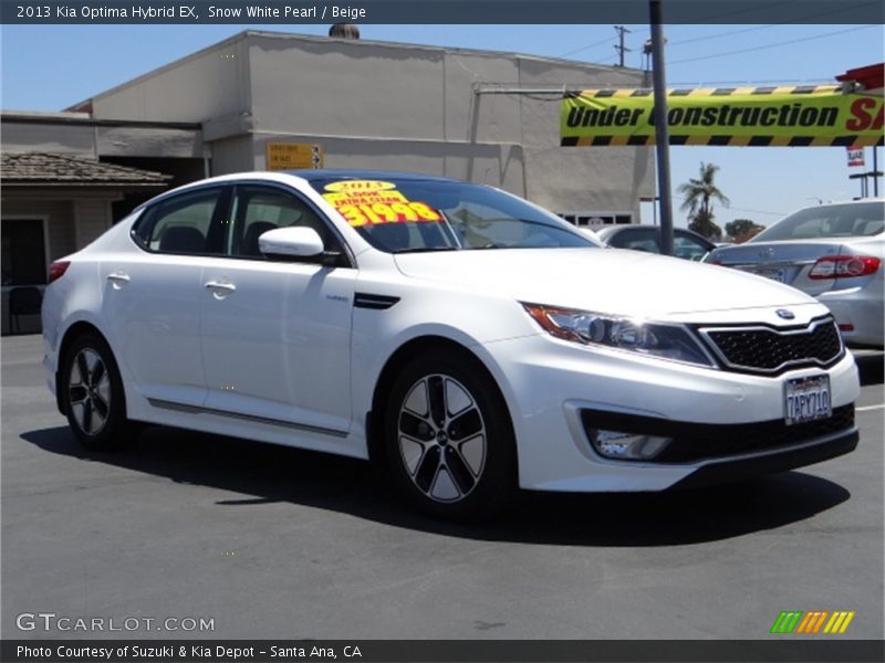 Snow White Pearl / Beige 2013 Kia Optima Hybrid EX