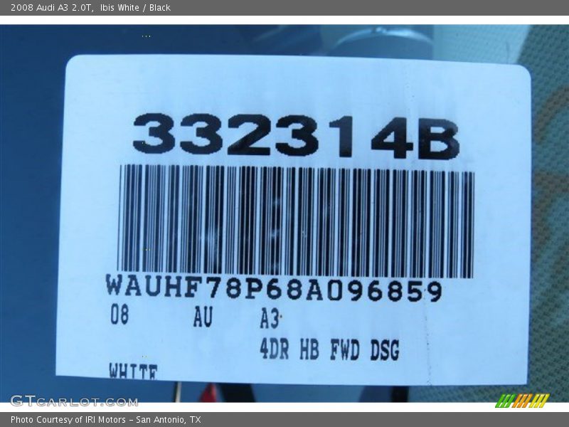 Ibis White / Black 2008 Audi A3 2.0T
