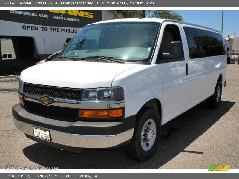 Summit White / Medium Pewter 2014 Chevrolet Express 3500 Passenger Extended LT
