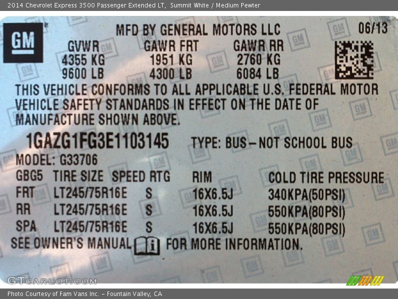 Summit White / Medium Pewter 2014 Chevrolet Express 3500 Passenger Extended LT