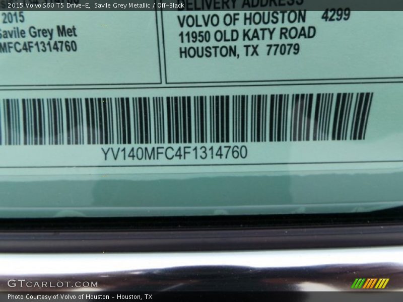 Savile Grey Metallic / Off-Black 2015 Volvo S60 T5 Drive-E