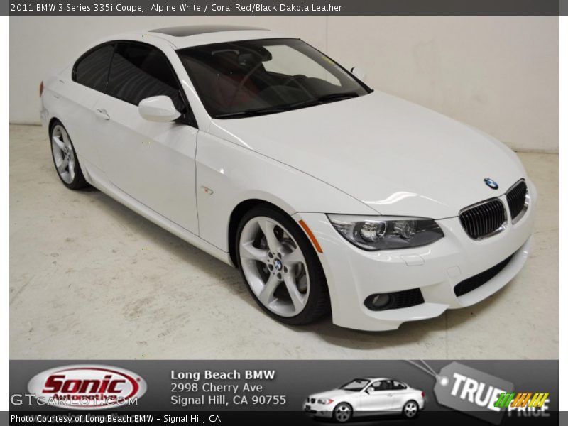 Alpine White / Coral Red/Black Dakota Leather 2011 BMW 3 Series 335i Coupe