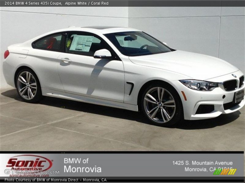 Alpine White / Coral Red 2014 BMW 4 Series 435i Coupe