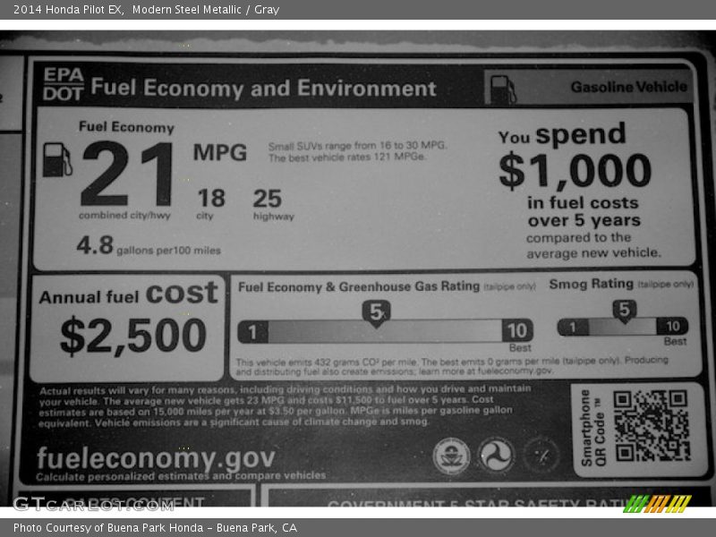 Modern Steel Metallic / Gray 2014 Honda Pilot EX