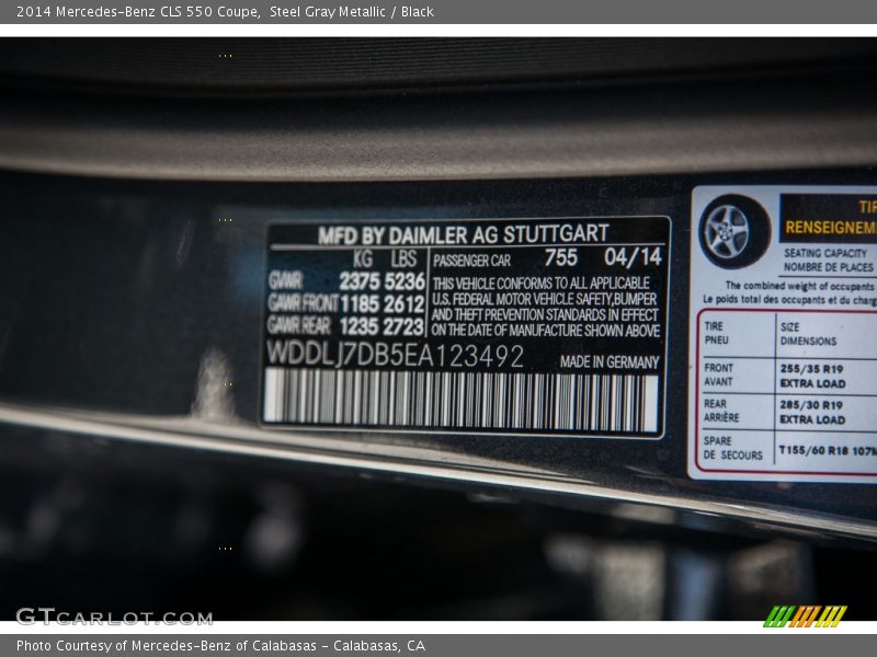 Steel Gray Metallic / Black 2014 Mercedes-Benz CLS 550 Coupe