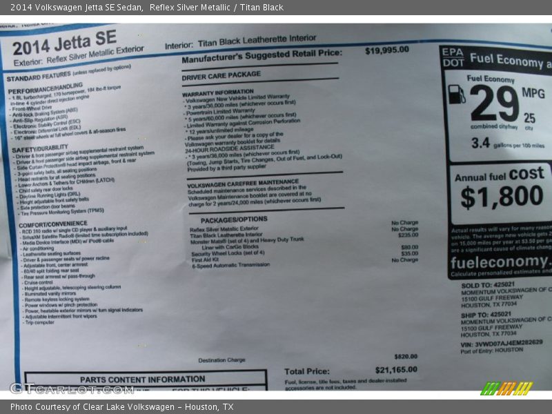 Reflex Silver Metallic / Titan Black 2014 Volkswagen Jetta SE Sedan