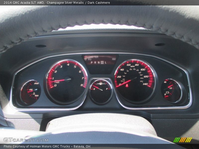 Champagne Silver Metallic / Dark Cashmere 2014 GMC Acadia SLT AWD