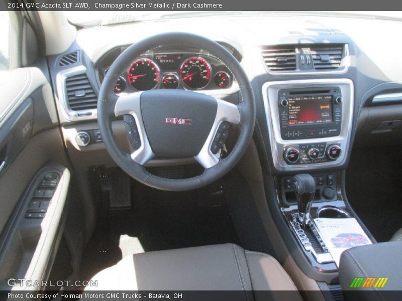 Champagne Silver Metallic / Dark Cashmere 2014 GMC Acadia SLT AWD