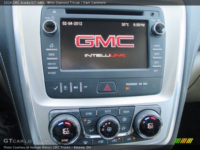 White Diamond Tricoat / Dark Cashmere 2014 GMC Acadia SLT AWD