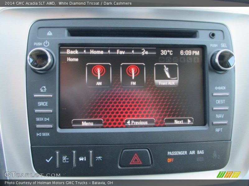 White Diamond Tricoat / Dark Cashmere 2014 GMC Acadia SLT AWD