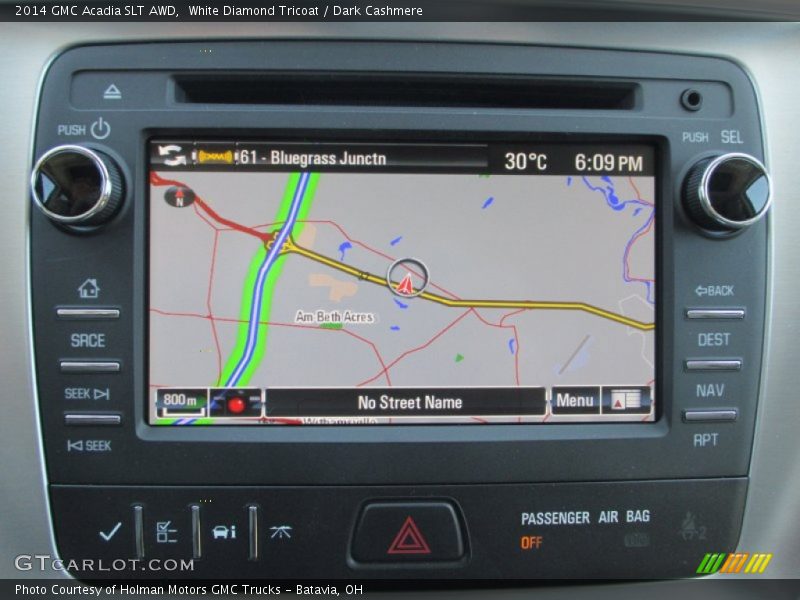 White Diamond Tricoat / Dark Cashmere 2014 GMC Acadia SLT AWD
