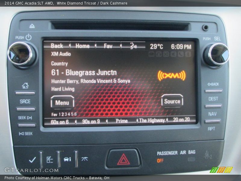 White Diamond Tricoat / Dark Cashmere 2014 GMC Acadia SLT AWD