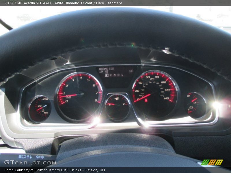 White Diamond Tricoat / Dark Cashmere 2014 GMC Acadia SLT AWD