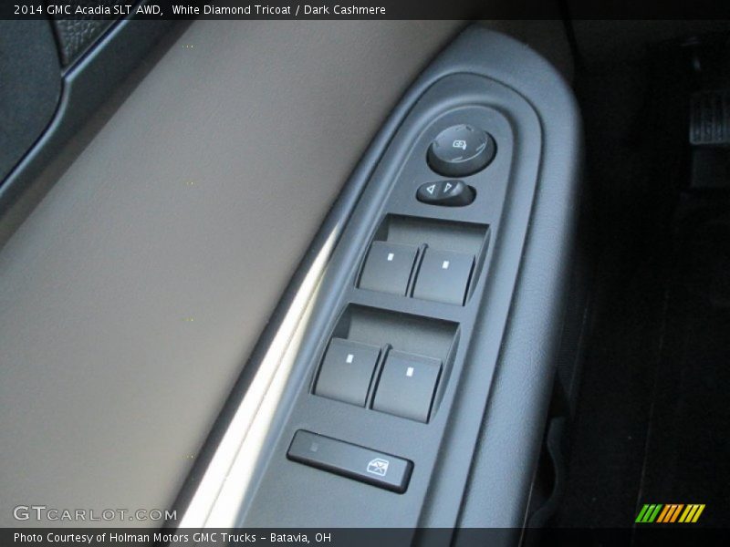White Diamond Tricoat / Dark Cashmere 2014 GMC Acadia SLT AWD