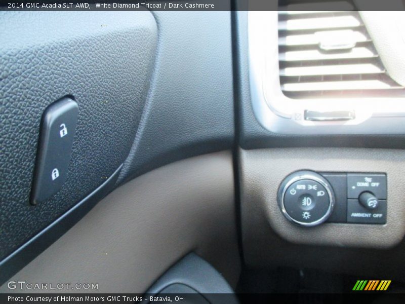 White Diamond Tricoat / Dark Cashmere 2014 GMC Acadia SLT AWD