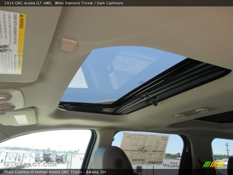 White Diamond Tricoat / Dark Cashmere 2014 GMC Acadia SLT AWD