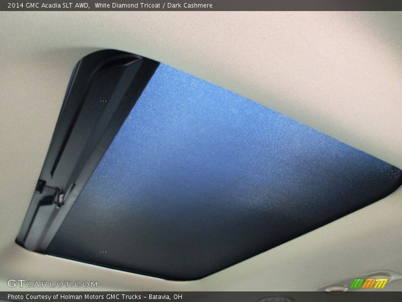 White Diamond Tricoat / Dark Cashmere 2014 GMC Acadia SLT AWD