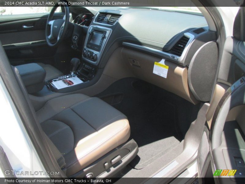 White Diamond Tricoat / Dark Cashmere 2014 GMC Acadia SLT AWD