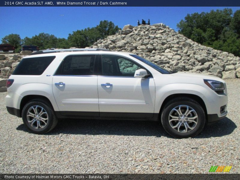 White Diamond Tricoat / Dark Cashmere 2014 GMC Acadia SLT AWD