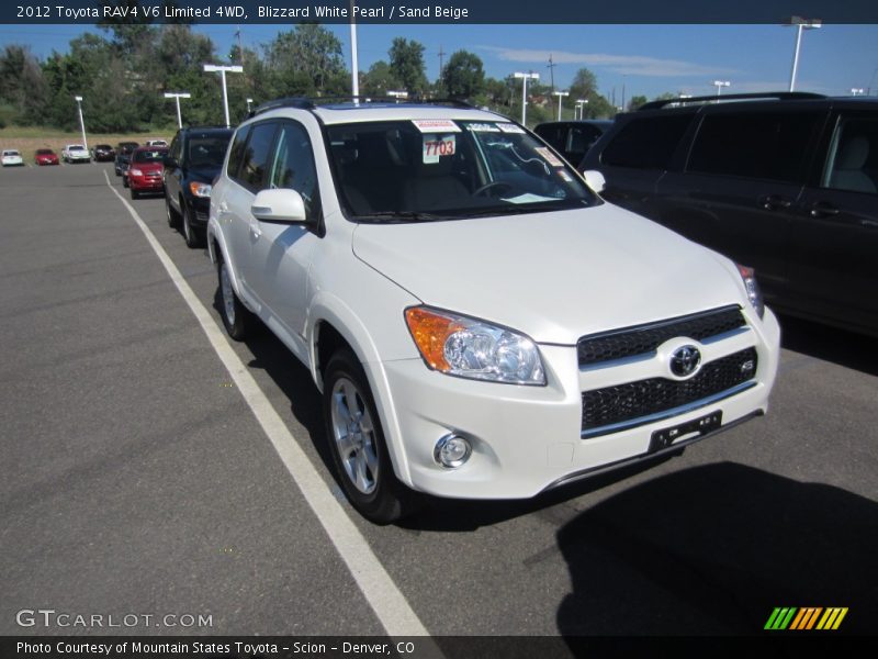 Blizzard White Pearl / Sand Beige 2012 Toyota RAV4 V6 Limited 4WD