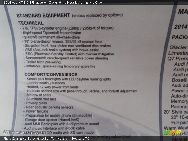Glacier White Metallic / Limestone Gray 2014 Audi Q7 3.0 TFSI quattro