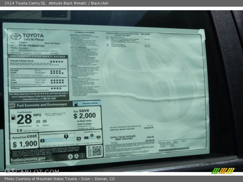 Attitude Black Metallic / Black/Ash 2014 Toyota Camry SE