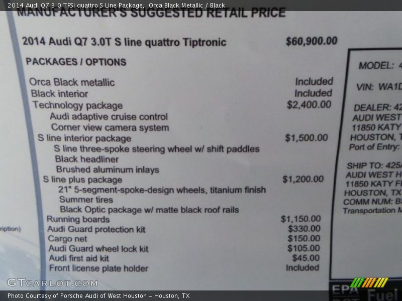 Orca Black Metallic / Black 2014 Audi Q7 3.0 TFSI quattro S Line Package