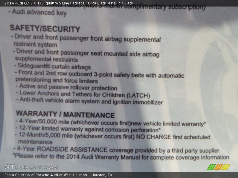 Orca Black Metallic / Black 2014 Audi Q7 3.0 TFSI quattro S Line Package