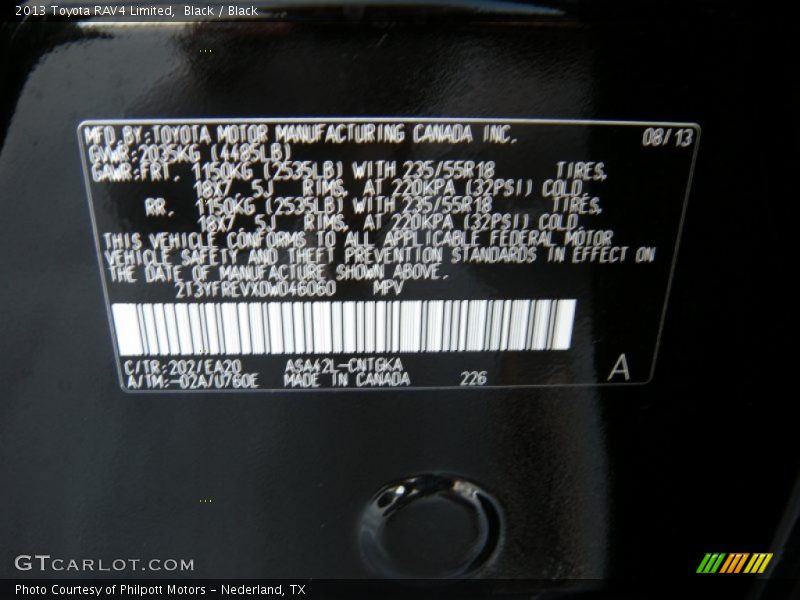 Black / Black 2013 Toyota RAV4 Limited