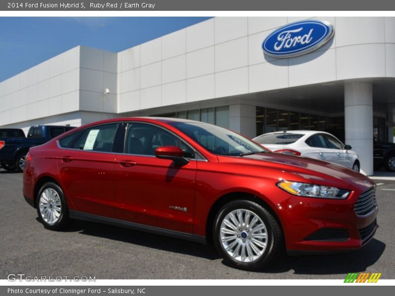 Ruby Red / Earth Gray 2014 Ford Fusion Hybrid S
