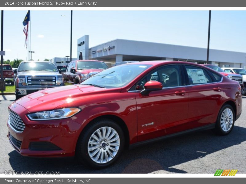 Ruby Red / Earth Gray 2014 Ford Fusion Hybrid S