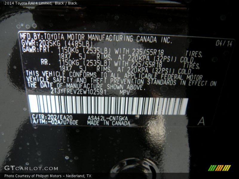 Black / Black 2014 Toyota RAV4 Limited