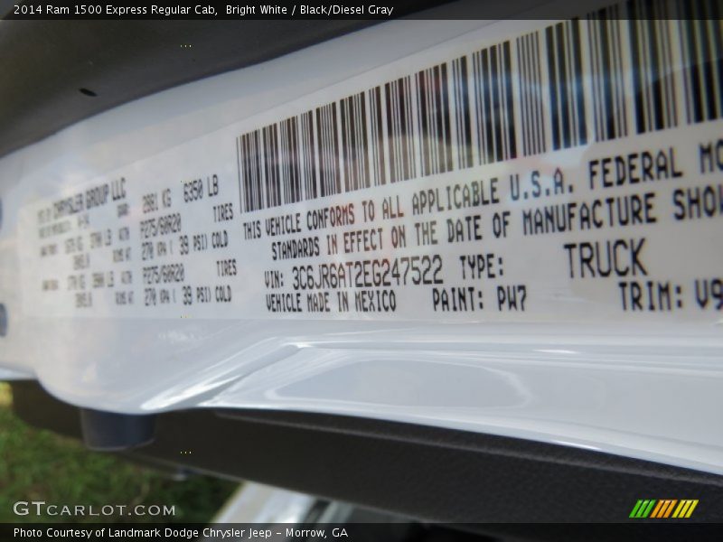 Bright White / Black/Diesel Gray 2014 Ram 1500 Express Regular Cab