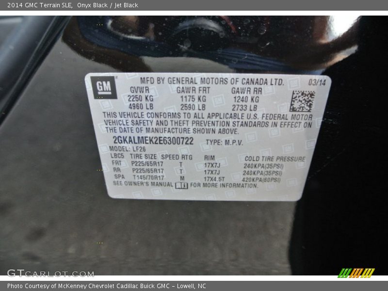 Onyx Black / Jet Black 2014 GMC Terrain SLE