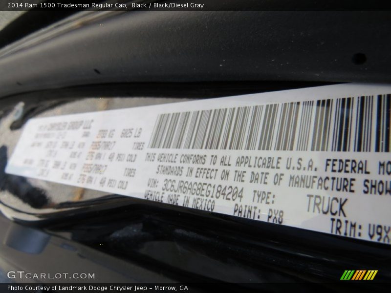 Black / Black/Diesel Gray 2014 Ram 1500 Tradesman Regular Cab