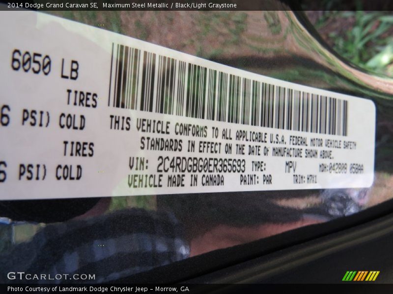 Maximum Steel Metallic / Black/Light Graystone 2014 Dodge Grand Caravan SE