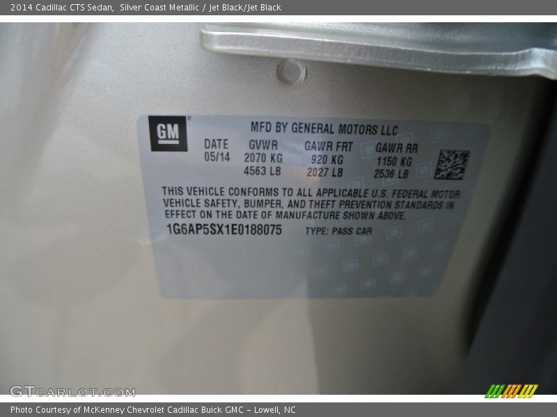 Silver Coast Metallic / Jet Black/Jet Black 2014 Cadillac CTS Sedan