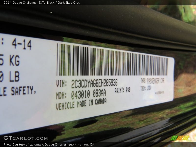 Black / Dark Slate Gray 2014 Dodge Challenger SXT