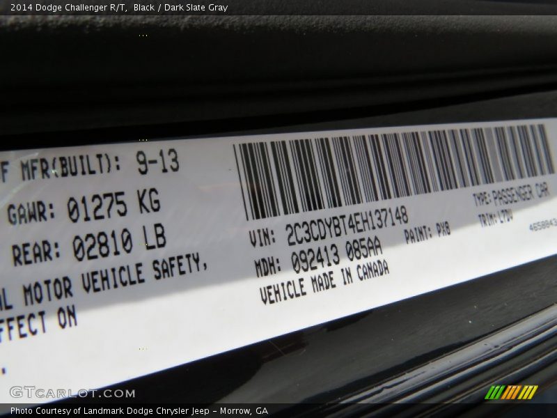 Black / Dark Slate Gray 2014 Dodge Challenger R/T