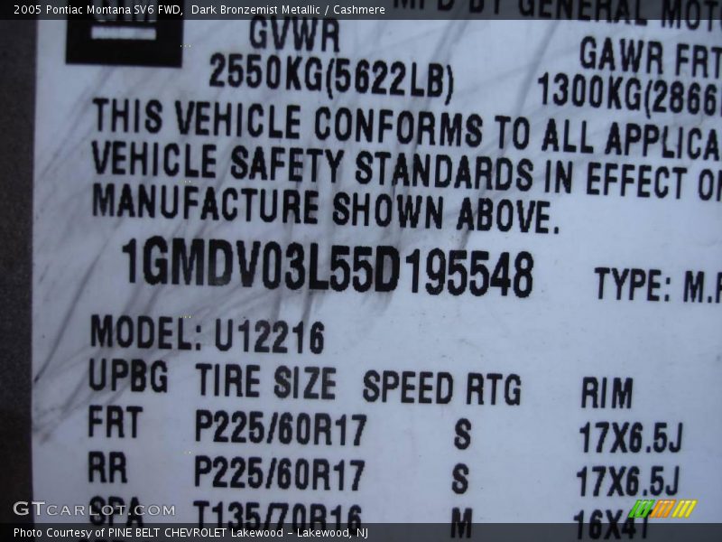 Dark Bronzemist Metallic / Cashmere 2005 Pontiac Montana SV6 FWD